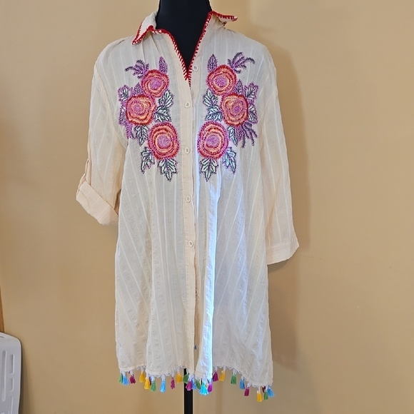 The Paisley Parrot Tops - The Paisley Parrot 3/4 Sleeve Tunic L